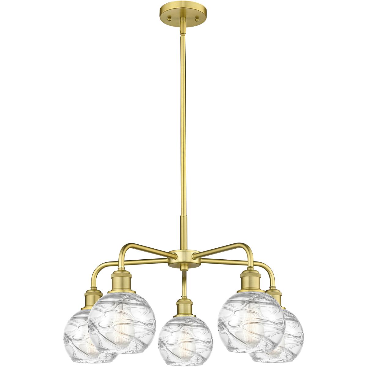 Innovations Lighting 516-5CR-SG-G1213-6 Athens Deco Swirl 5 Light 23.88 inch Satin Gold Chandelier Ceiling Light in Clear Deco Swirl Glass