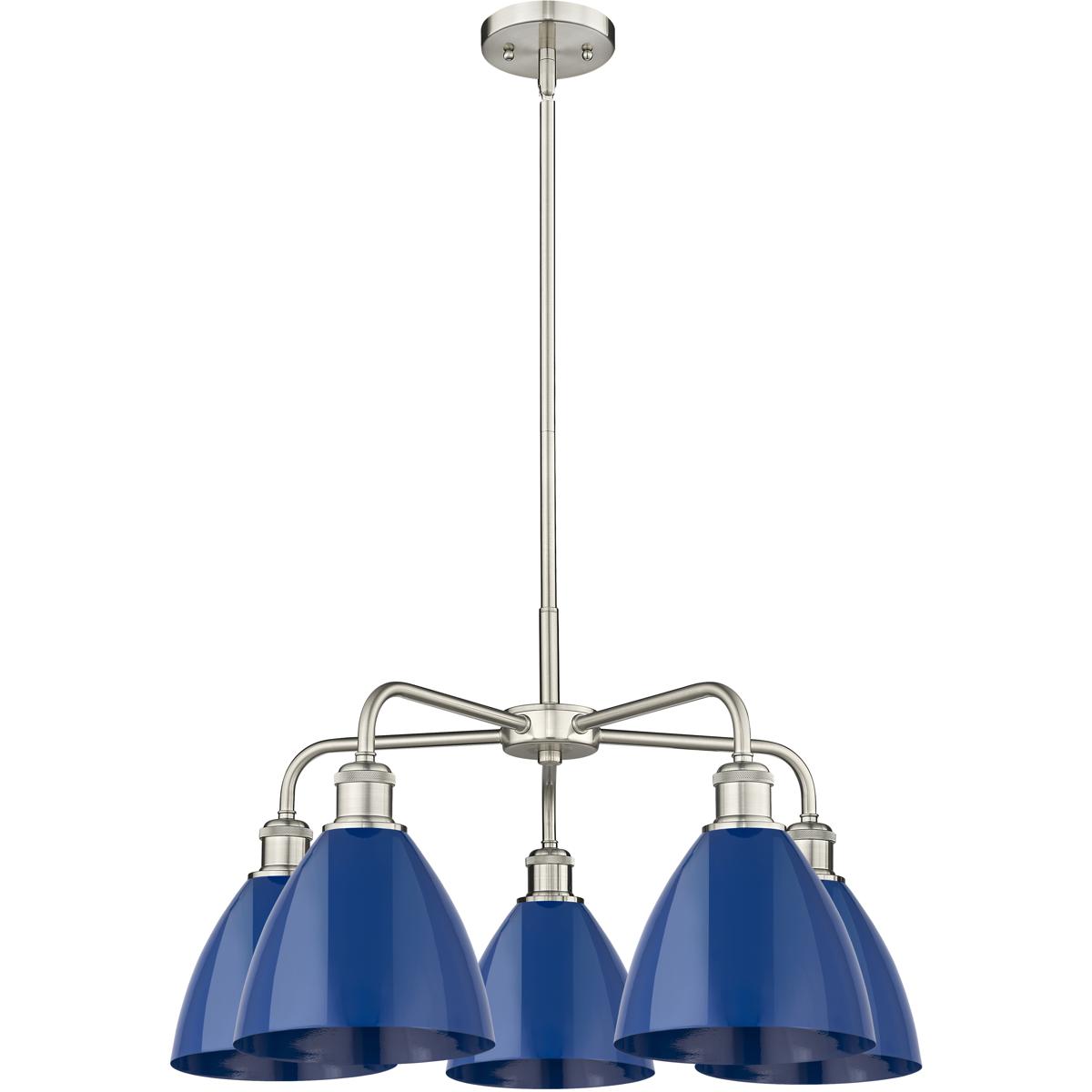 Innovations Lighting 516-5CR-SN-MBD-75-BL Ballston Dome 5 Light 25.5 inch Satin Nickel Chandelier Ceiling Light in Blue