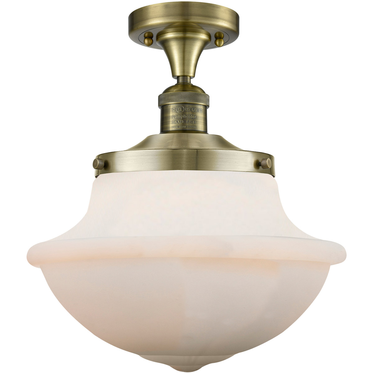 Innovations Lighting 517-1CH-AB-G541-LED Franklin Restoration Large Oxford LED 12 inch Antique Brass Semi-Flush Mount Ceiling Light, Franklin Restorat