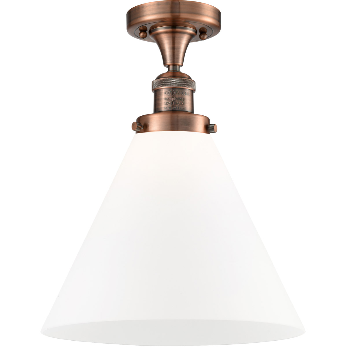 Innovations Lighting 517-1CH-AC-G41-L-LED Franklin Restoration X-Large Cone LED 12 inch Antique Copper Semi-Flush Mount Ceiling Light in Matte White G