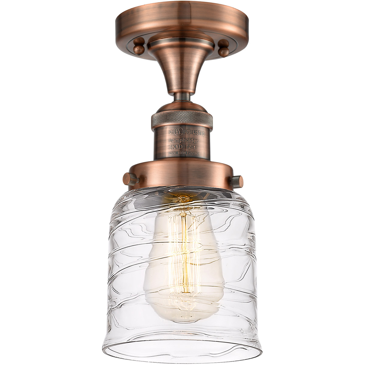 Innovations Lighting Bruno Marashlian Small Bell 5 Inch 1 Light Semi Flush Mount Small Bell - 517-1CH-AC-G513 - Restoration-Vintage