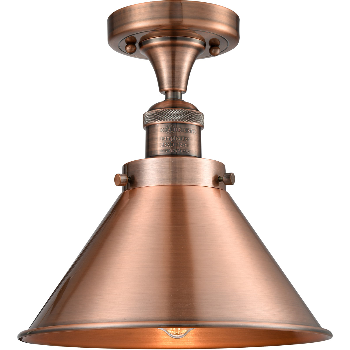 Innovations Lighting 517-1CH-AC-M10-AC Franklin Restoration Briarcliff 1 Light 10 inch Antique Copper Semi-Flush Mount Ceiling Light, Franklin Restora