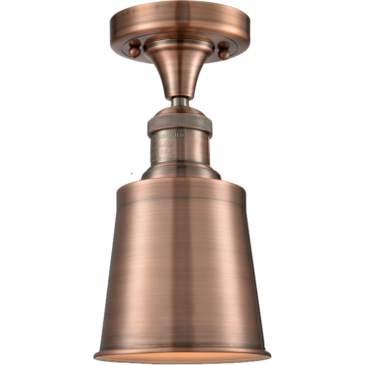 Innovations Lighting 517-1CH-AC-M9-LED Franklin Restoration Addison LED 5 inch Antique Copper Semi-Flush Mount Ceiling Light, Franklin Restoration