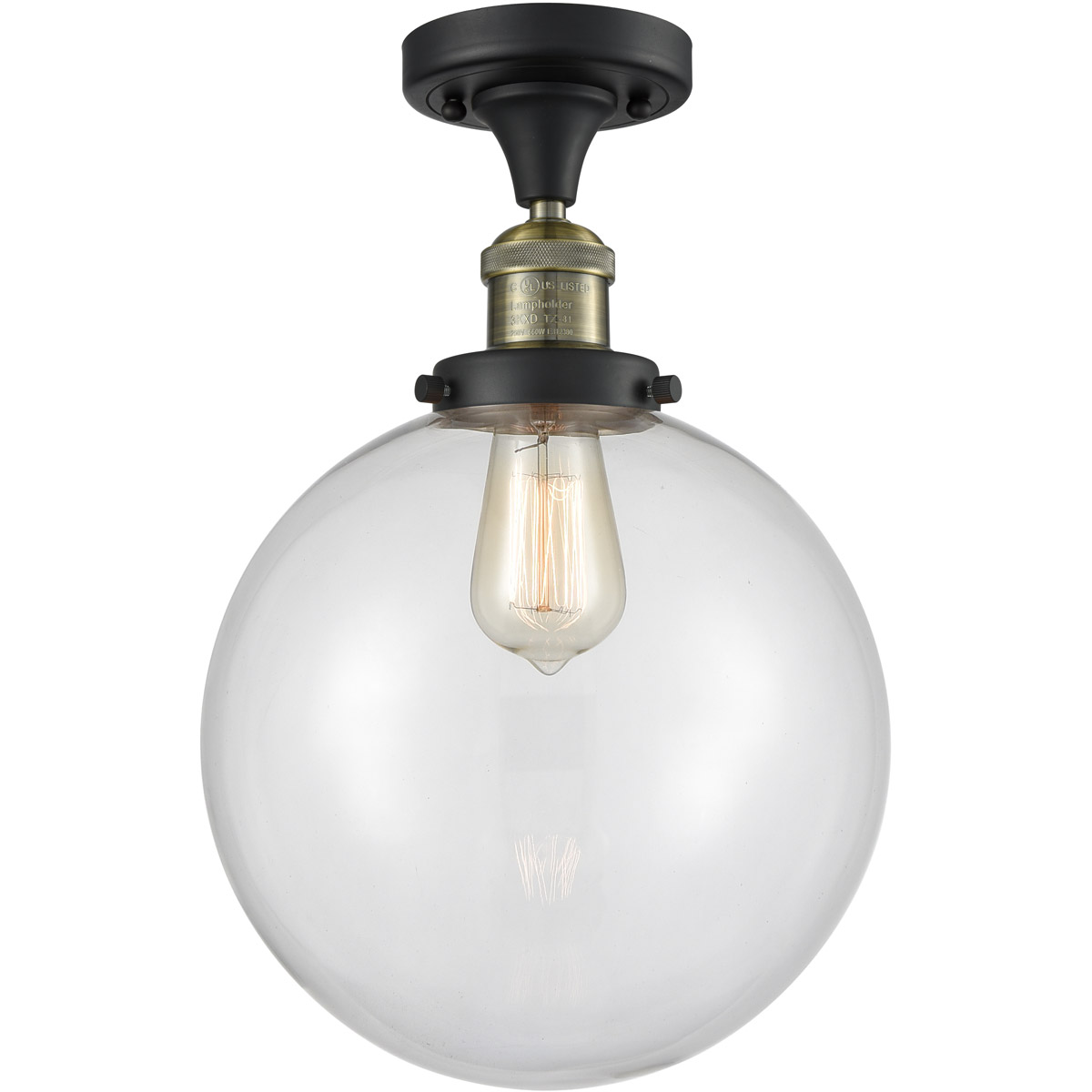 Innovations Lighting 517-1CH-BAB-G202-10 Franklin Restoration X-Large Beacon 1 Light 10 inch Black Antique Brass Semi-Flush Mount Ceiling Light in Cle