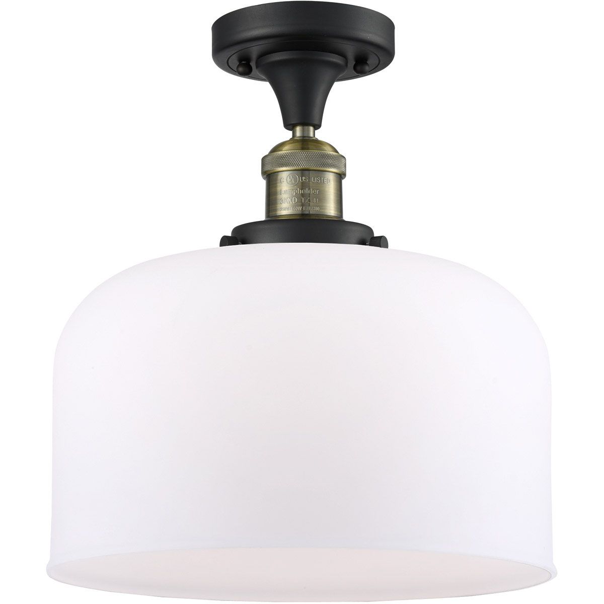 Innovations Lighting 517-1CH-BAB-G71-L-LED Franklin Restoration X-Large Bell LED 12 inch Black Antique Brass Semi-Flush Mount Ceiling Light in Matte W