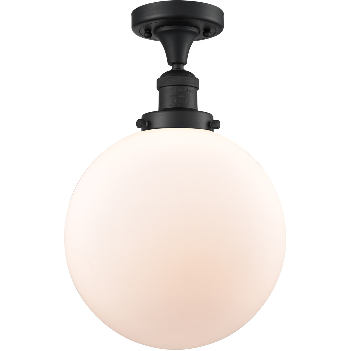 Innovations Lighting 517-1CH-BK-G201-10-LED Franklin Restoration X-Large Beacon LED 10 inch Matte Black Semi-Flush Mount Ceiling Light in Matte White 