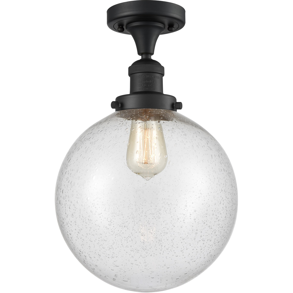 Innovations Lighting 517-1CH-AB-G204-10-LED Franklin Restoration X-Large Beacon LED 10 inch Antique Brass Semi-Flush Mount Ceiling Light in Seedy Glas