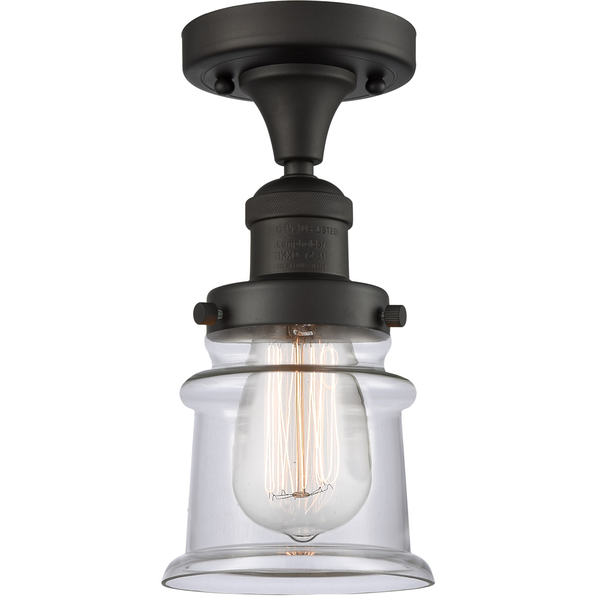 Innovations Lighting 517-1CH-OB-G182S Franklin Restoration Small Canton 1 Light 6 inch Oil Rubbed Bronze Semi-Flush Mount Ceiling Light in Clear Glass