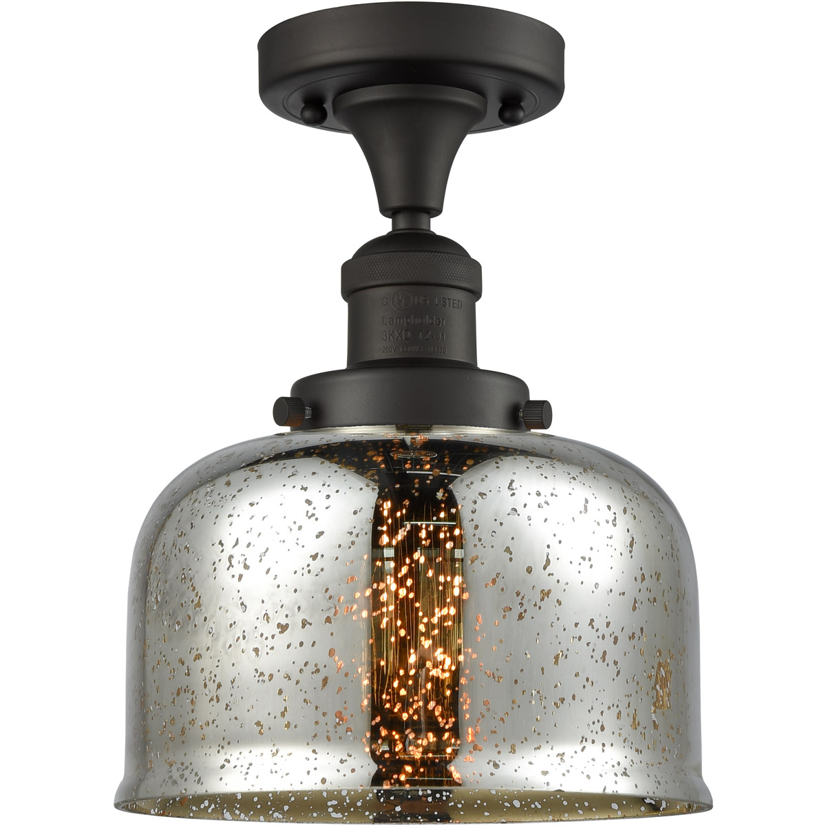 Innovations Lighting 517-1CH-OB-G78 Franklin Restoration Large Bell 1 Light 8 inch Oil Rubbed Bronze Semi-Flush Mount Ceiling Light in Silver Plated M