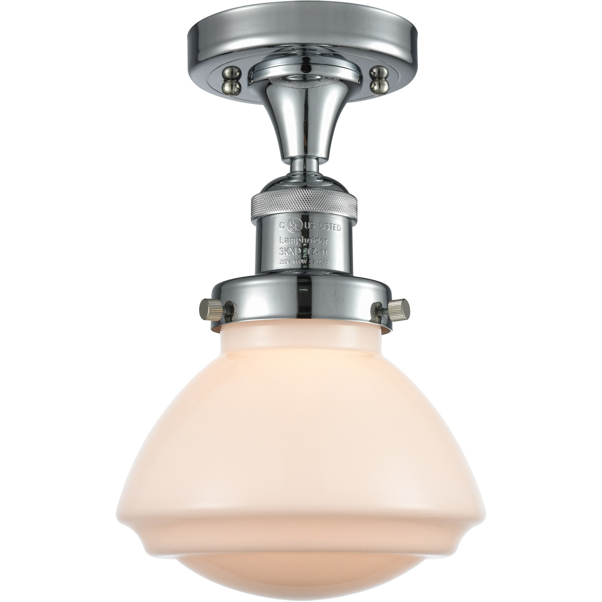 Innovations Lighting 517-1CH-PC-G321 Franklin Restoration Olean 1 Light 7 inch Polished Chrome Semi-Flush Mount Ceiling Light in Matte White Glass, Fr