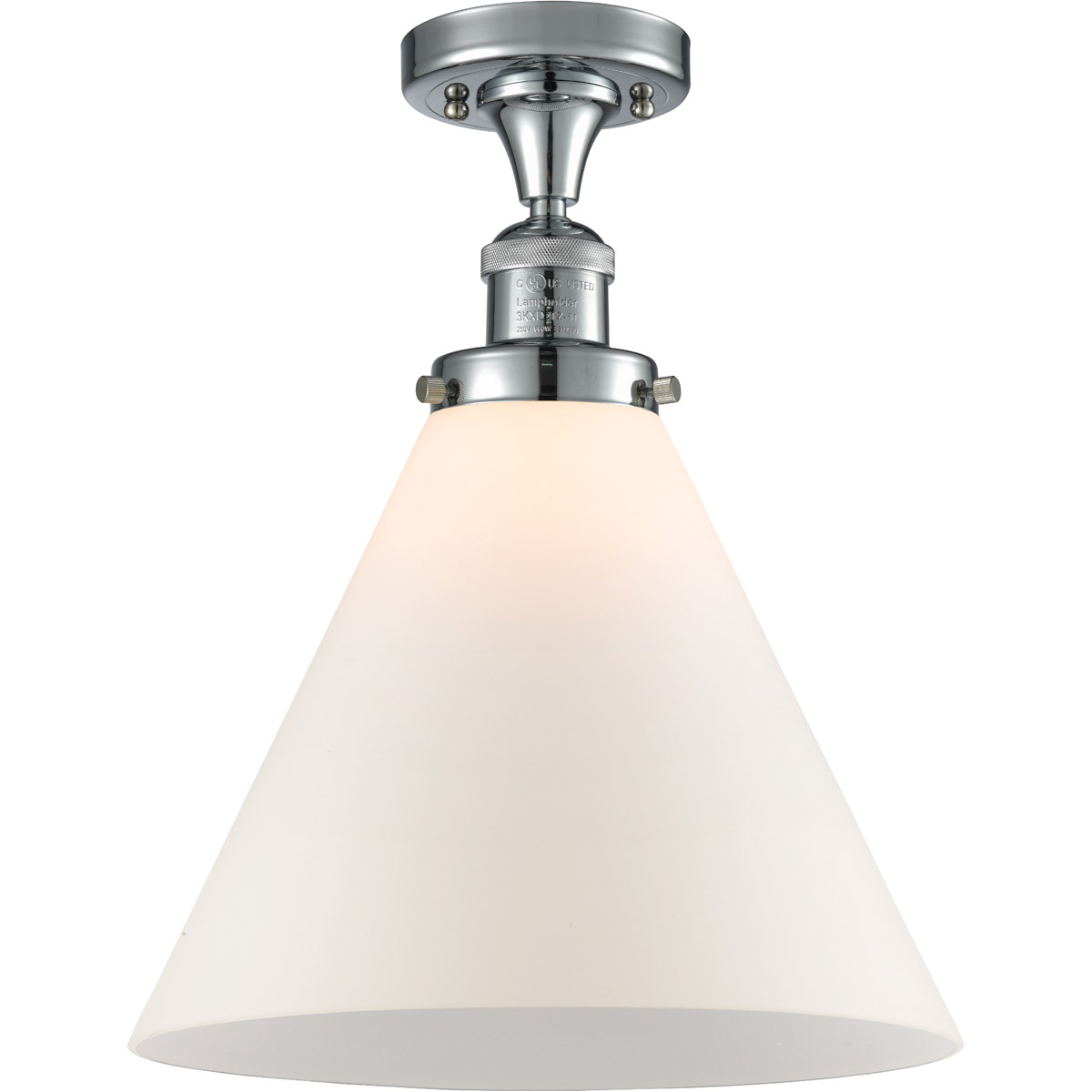 Innovations Lighting 517-1CH-PC-G41-L-LED Franklin Restoration X-Large Cone LED 12 inch Polished Chrome Semi-Flush Mount Ceiling Light in Matte White