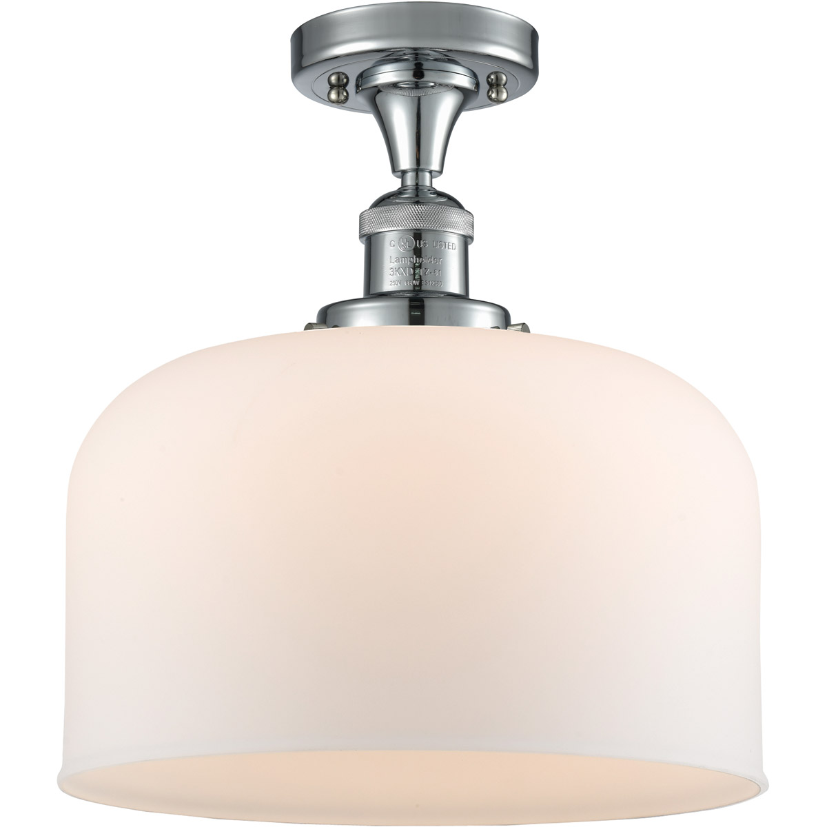 Innovations Lighting 517-1CH-PC-G71-L Franklin Restoration X-Large Bell 1 Light 12 inch Polished Chrome Semi-Flush Mount Ceiling Light in Matte White 