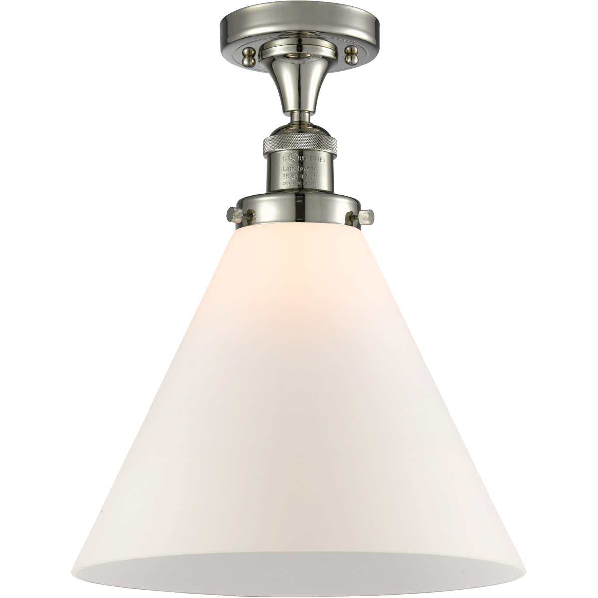 Innovations Lighting 517-1CH-PN-G41-L-LED Franklin Restoration X-Large Cone LED 12 inch Polished Nickel Semi-Flush Mount Ceiling Light in Matte White