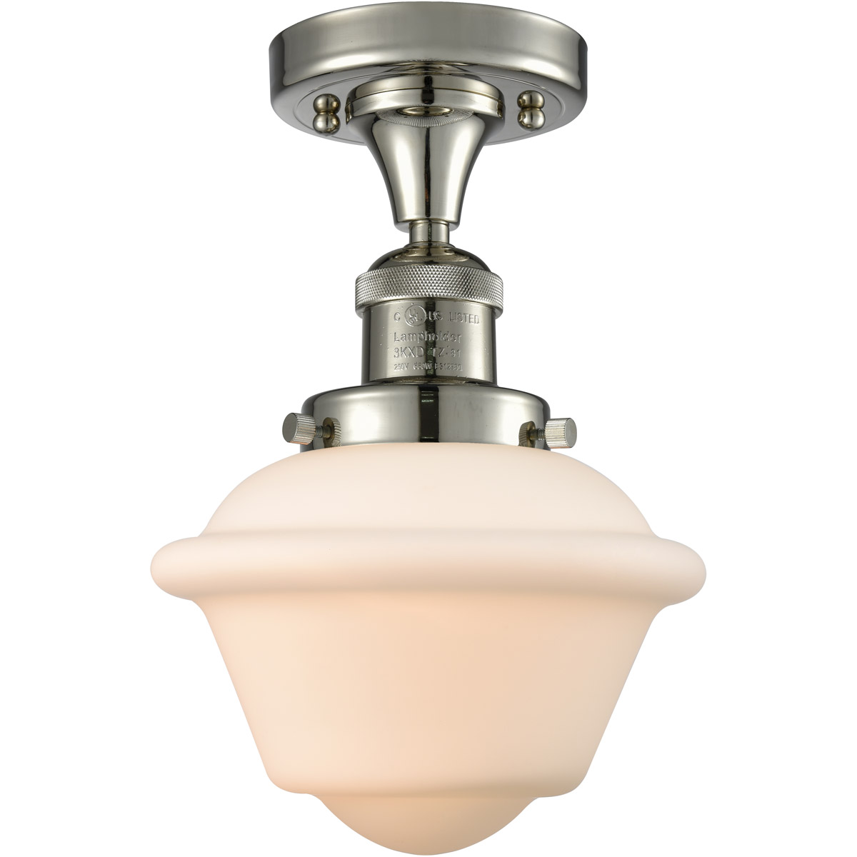 Innovations Lighting 517-1CH-PN-G531 Franklin Restoration Small Oxford 1 Light 8 inch Polished Nickel Semi-Flush Mount Ceiling Light in Matte White Gl