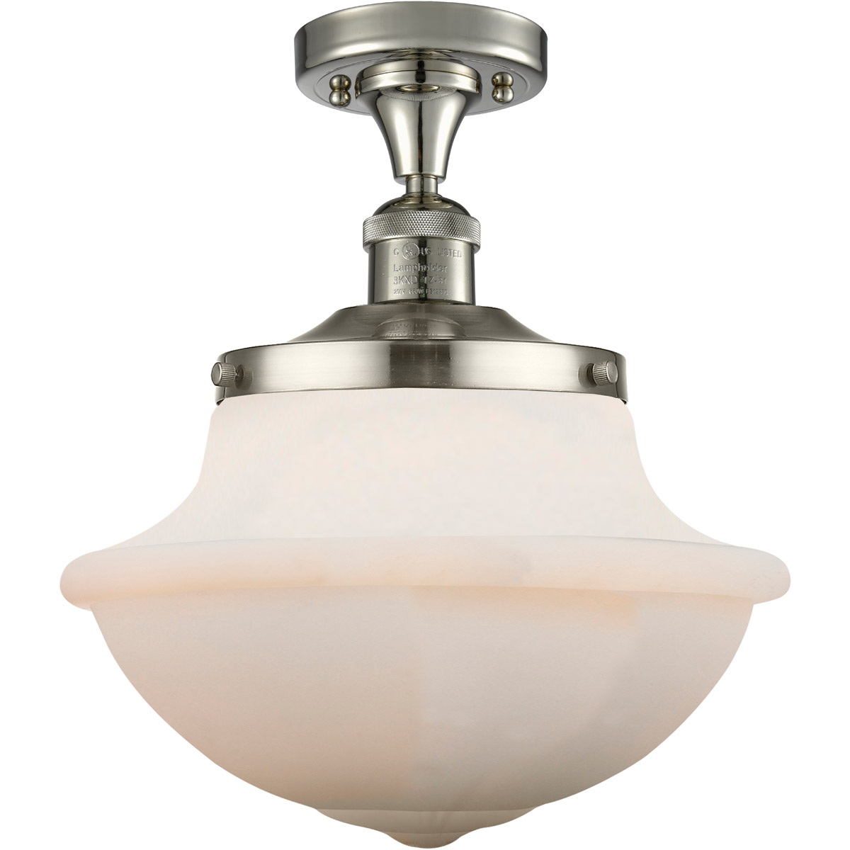 Innovations Lighting 517-1CH-PN-G541-LED Franklin Restoration Large Oxford LED 12 inch Polished Nickel Semi-Flush Mount Ceiling Light in Matte White G
