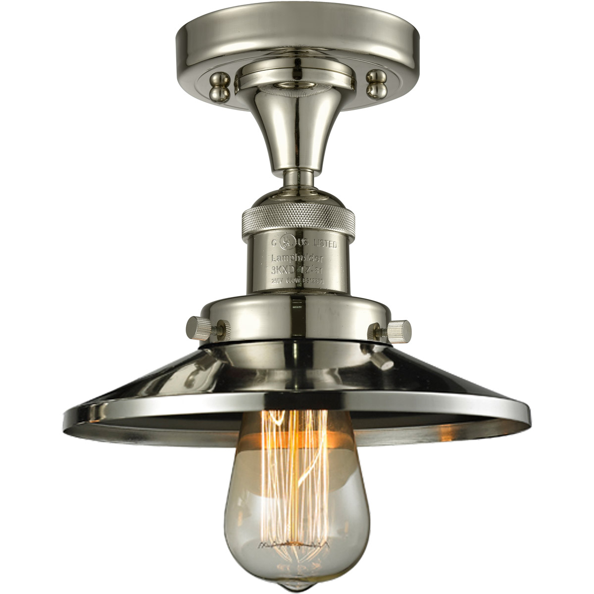 Innovations Lighting 517-1CH-PN-M1 Franklin Restoration Railroad 1 Light 7 inch Polished Nickel Semi-Flush Mount Ceiling Light, Franklin Restoration