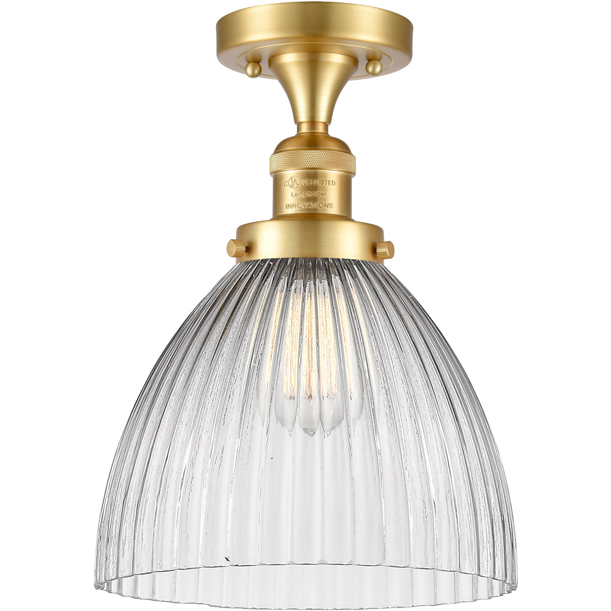 Innovations Lighting 517-1CH-SG-G222 Franklin Restoration Seneca Falls 1 Light 10 inch Satin Gold Semi-Flush Mount Ceiling Light, Franklin Restoration
