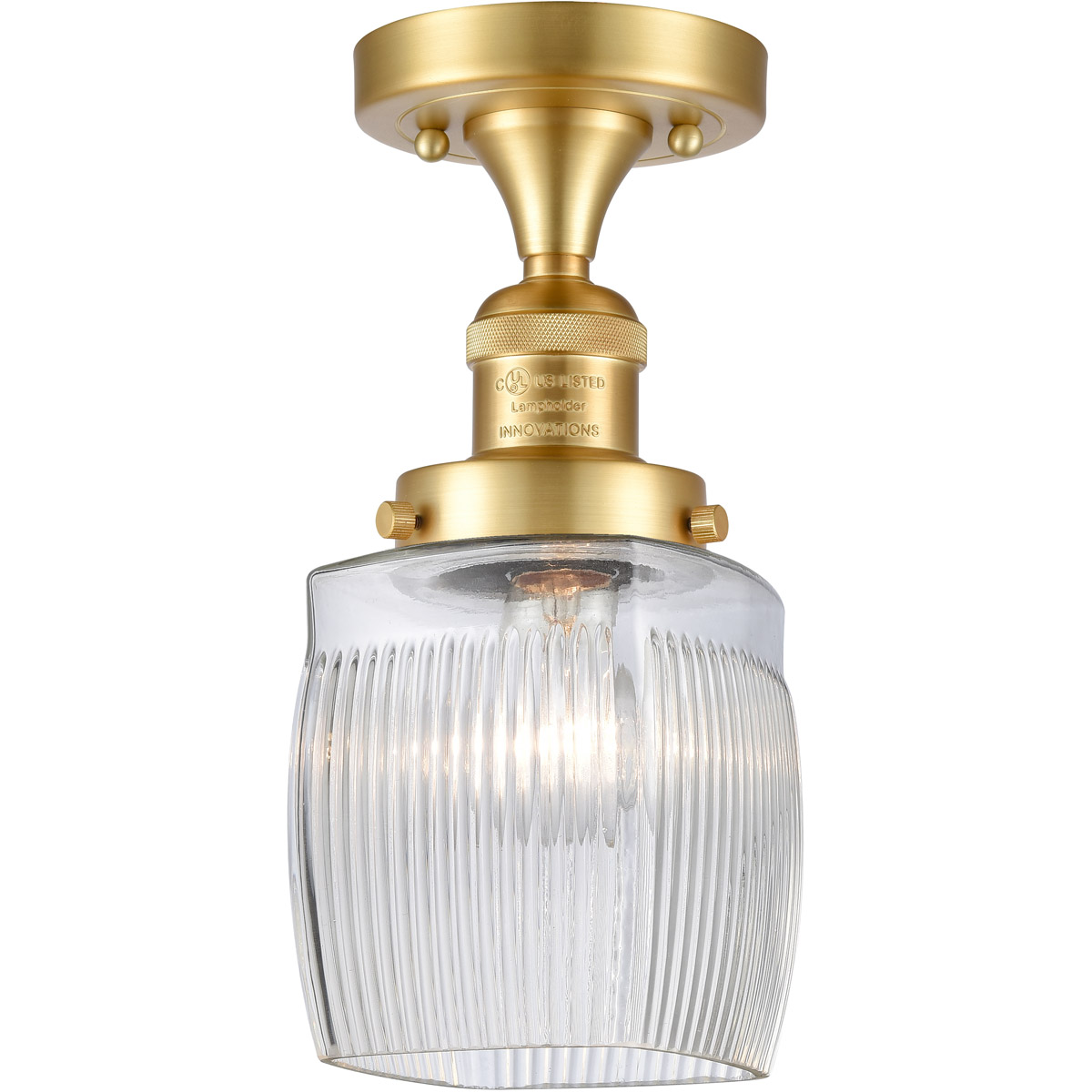 Innovations Lighting 517-1CH-SG-G302 Franklin Restoration Colton 1 Light 6 inch Satin Gold Semi-Flush Mount Ceiling Light, Franklin Restoration