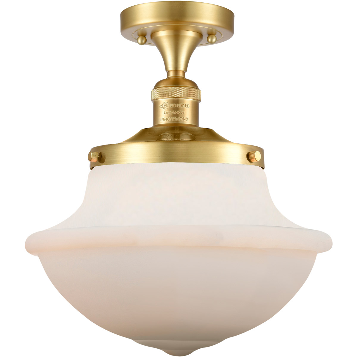 Innovations Lighting 517-1CH-SG-G541 Franklin Restoration Large Oxford 1 Light 12 inch Satin Gold Semi-Flush Mount Ceiling Light in Matte White Glass,