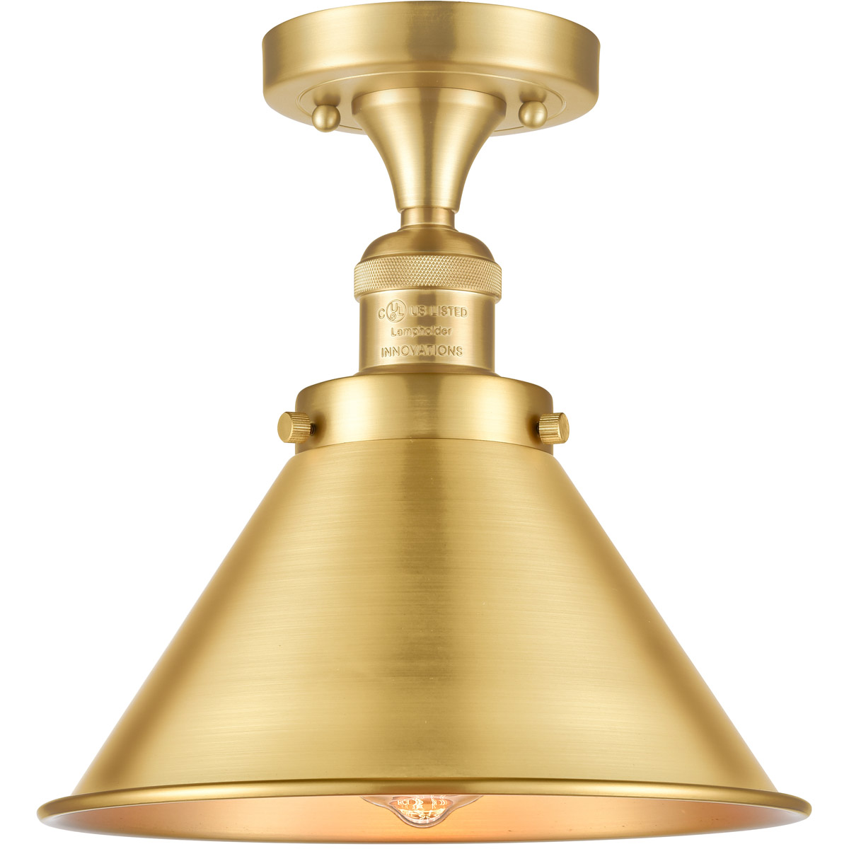 Innovations Lighting 517-1CH-SG-M10-SG Franklin Restoration Briarcliff 1 Light 10 inch Satin Gold Semi-Flush Mount Ceiling Light, Franklin Restoration