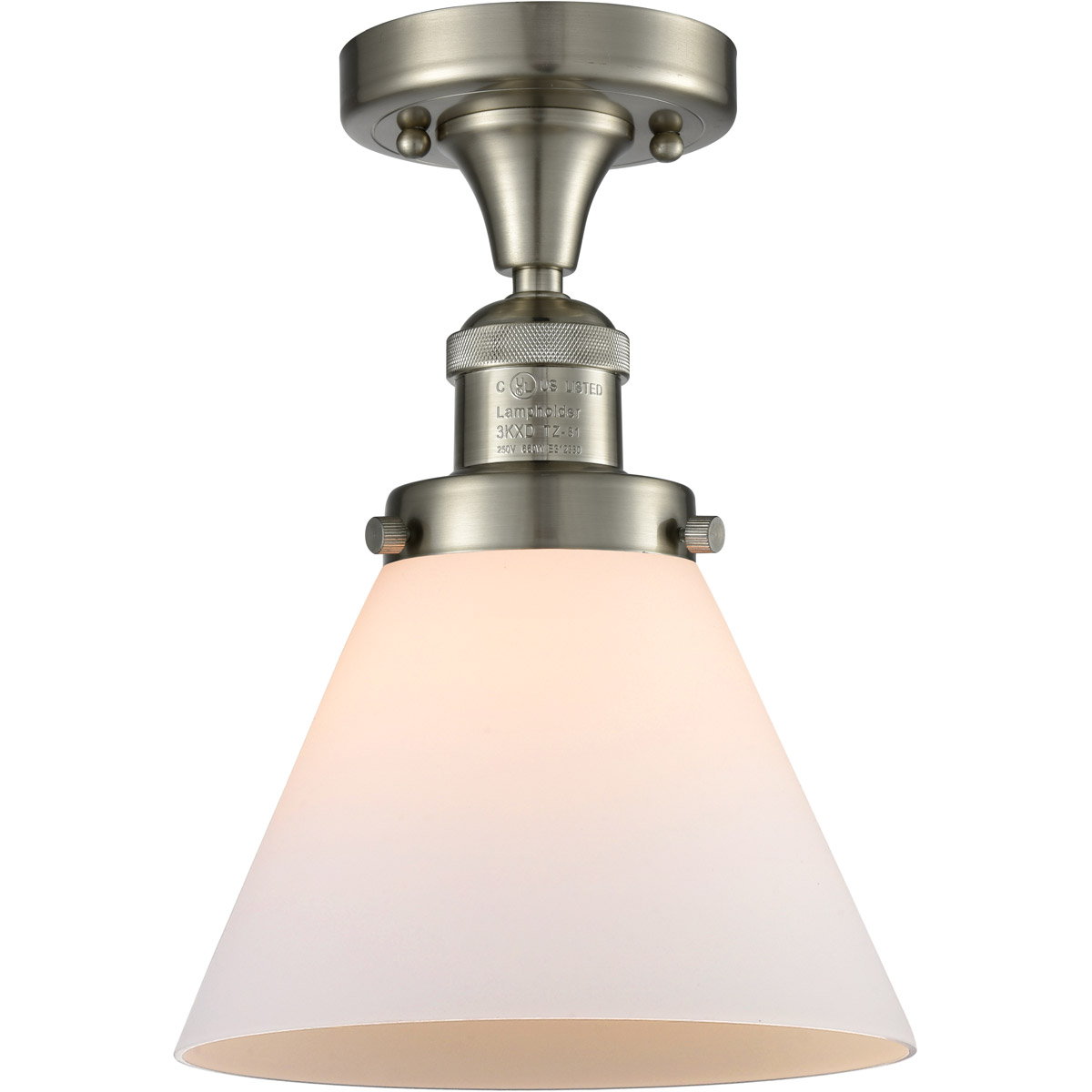 Innovations Lighting 517-1CH-SN-G41 Franklin Restoration Large Cone 1 Light 8 inch Brushed Satin Nickel Semi-Flush Mount Ceiling Light in Matte White 