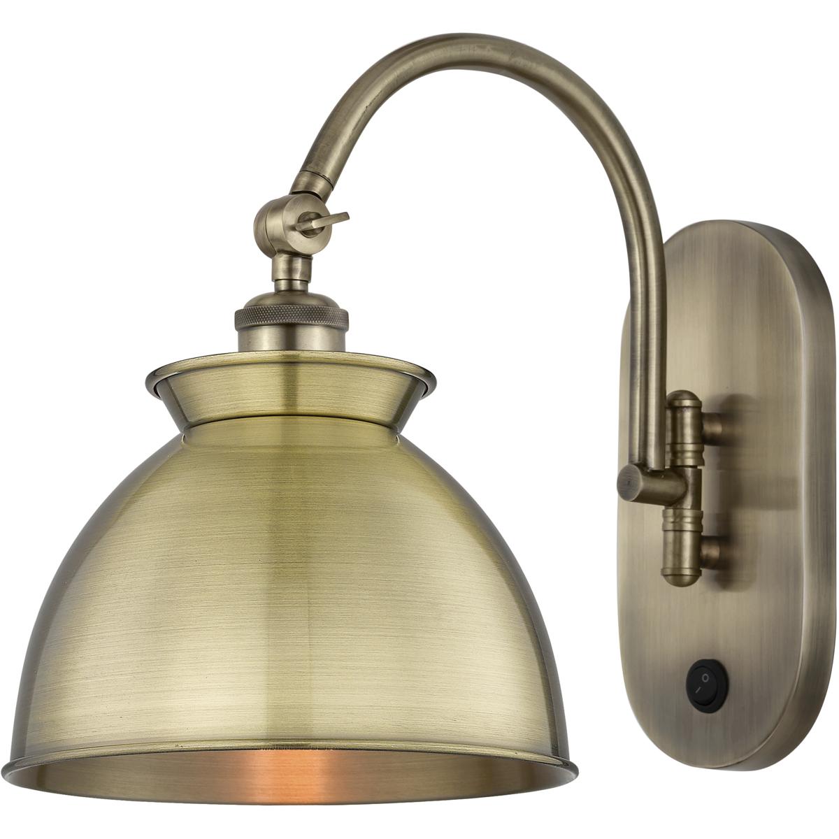 Innovations Lighting 518-1W-AB-M14-AB Adirondack 1 Light 8.13 inch Antique Brass Sconce Wall Light