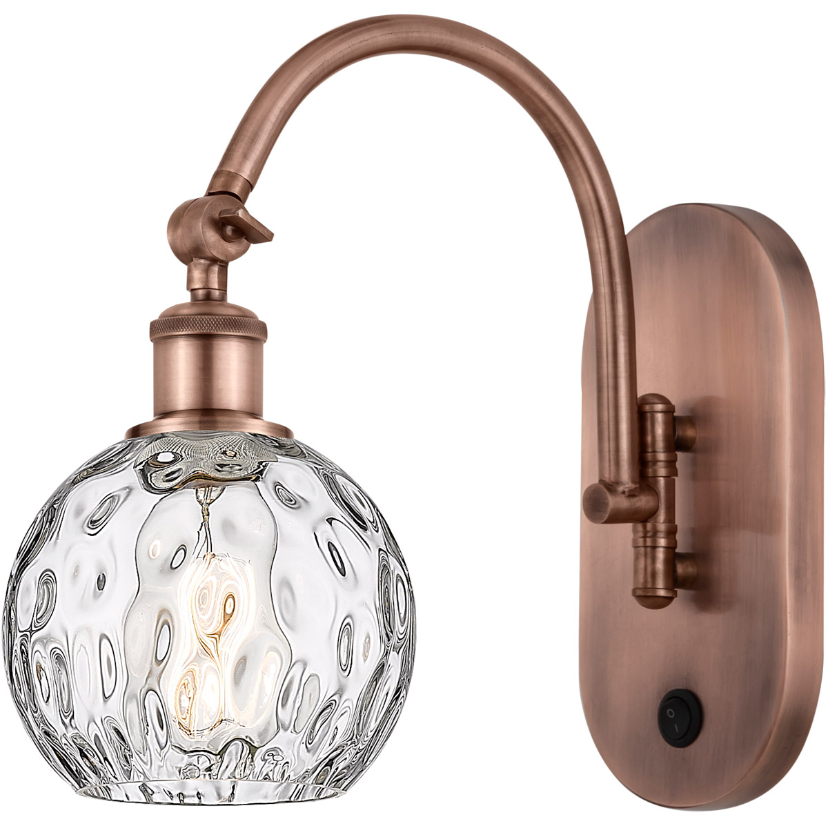 Innovations Lighting 518-1W-AC-G1215-6-LED Ballston Athens Water Glass LED 6 inch Antique Copper Sconce Wall Light