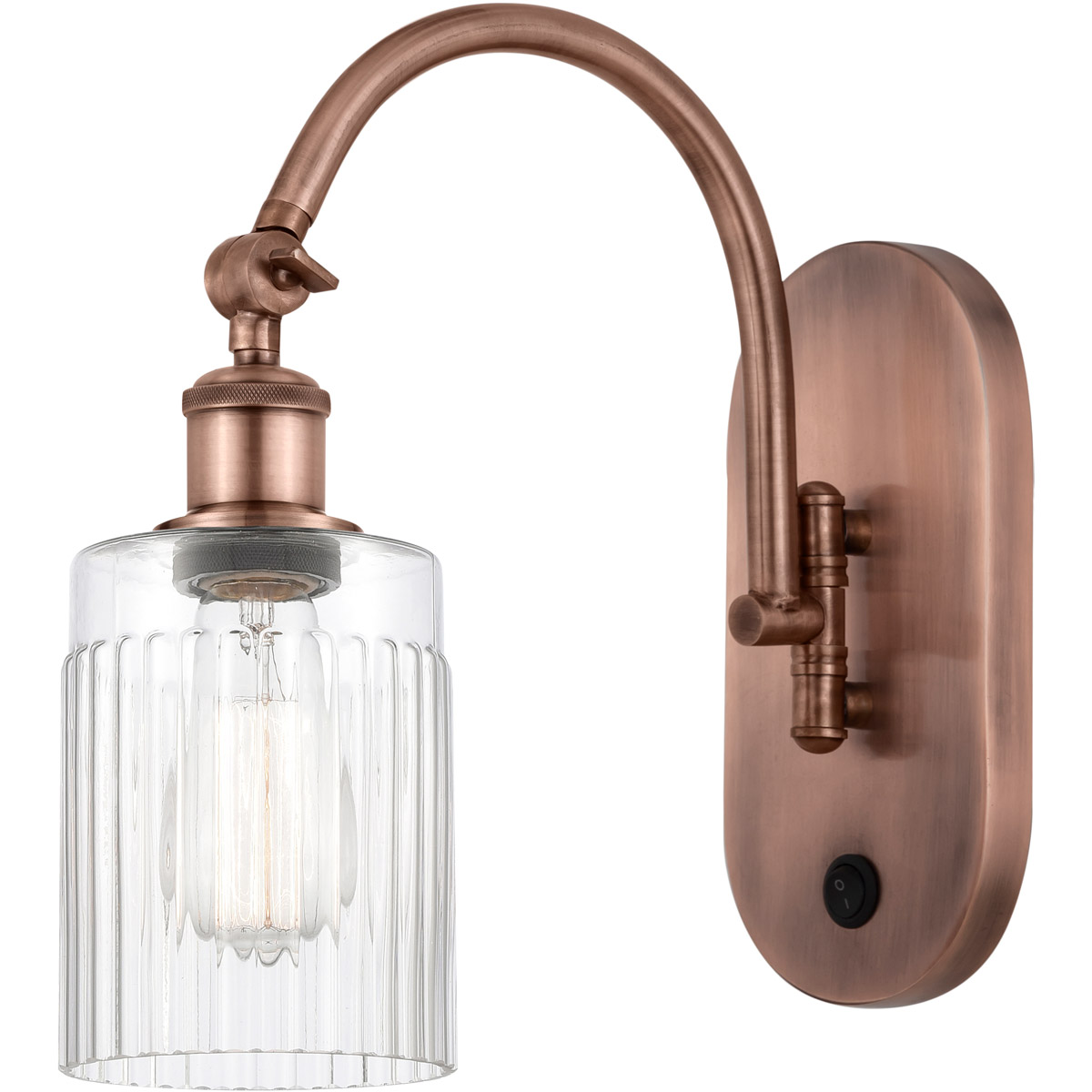 Innovations Lighting 518-1W-AC-G342-LED Ballston Hadley LED 5.3 inch Antique Copper Sconce Wall Light in Clear Glass