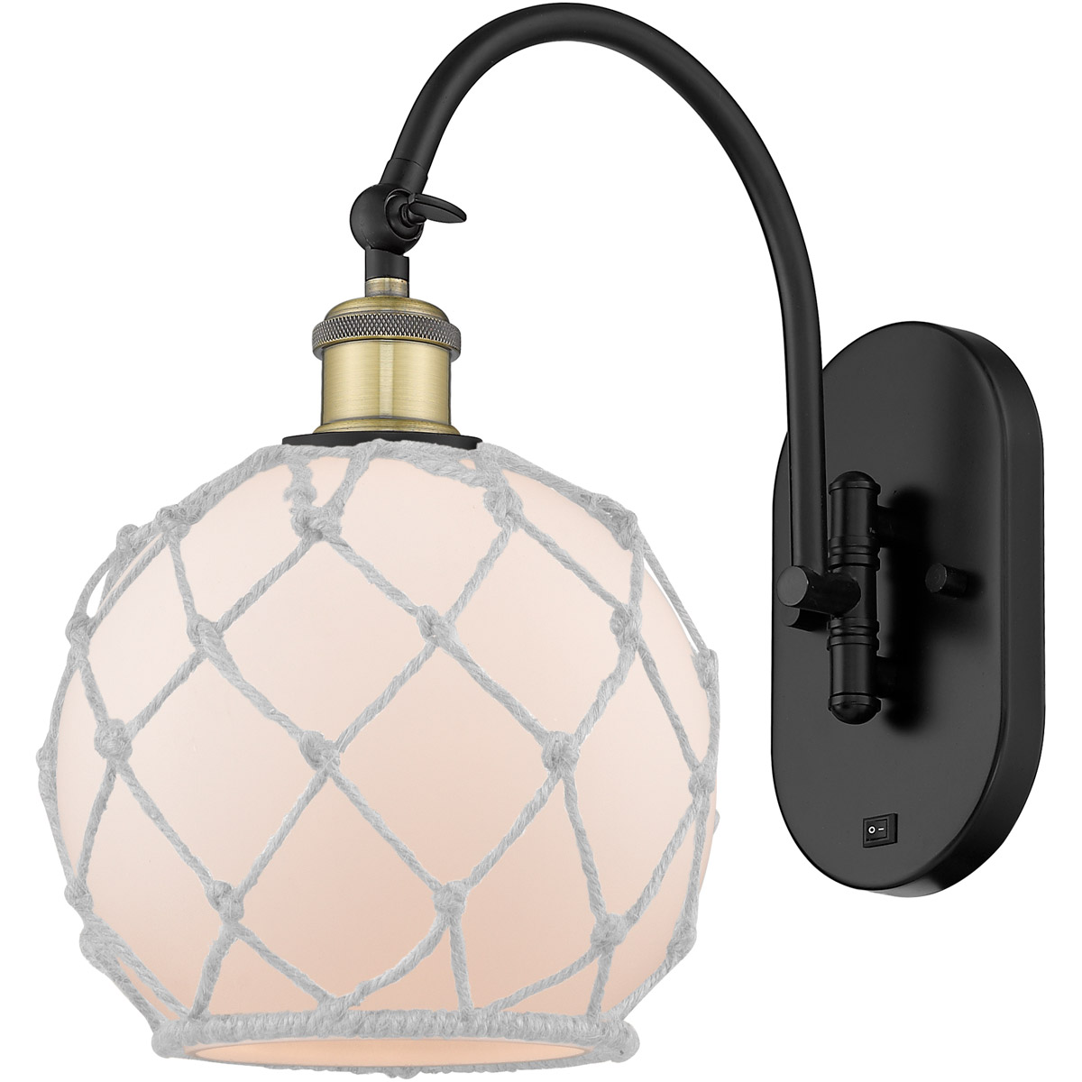 Innovations Lighting Bruno Marashlian Farmhouse Rope 8 Inch Wall Sconce Farmhouse Rope - 518-1W-BAB-G121-8RW - Farmhouse