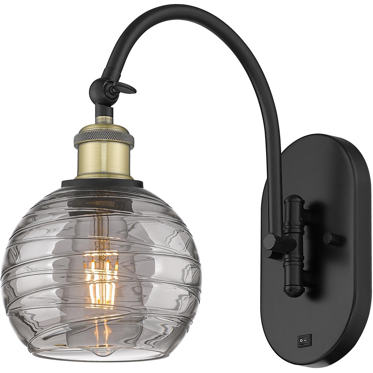 Innovations Lighting 518-1W-BAB-G1213-6SM Ballston Athens Deco Swirl 1 Light 5.88 inch Black Antique Brass Sconce Wall Light