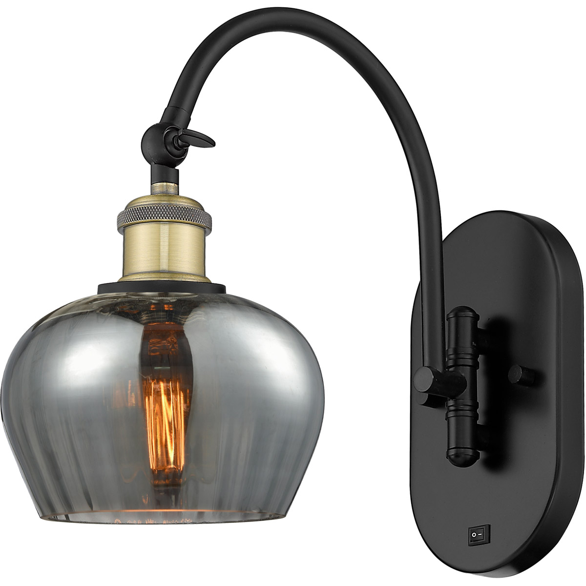 Innovations Lighting 518-1W-BAB-G93 Ballston Fenton 1 Light 7 inch Black Antique Brass Sconce Wall Light