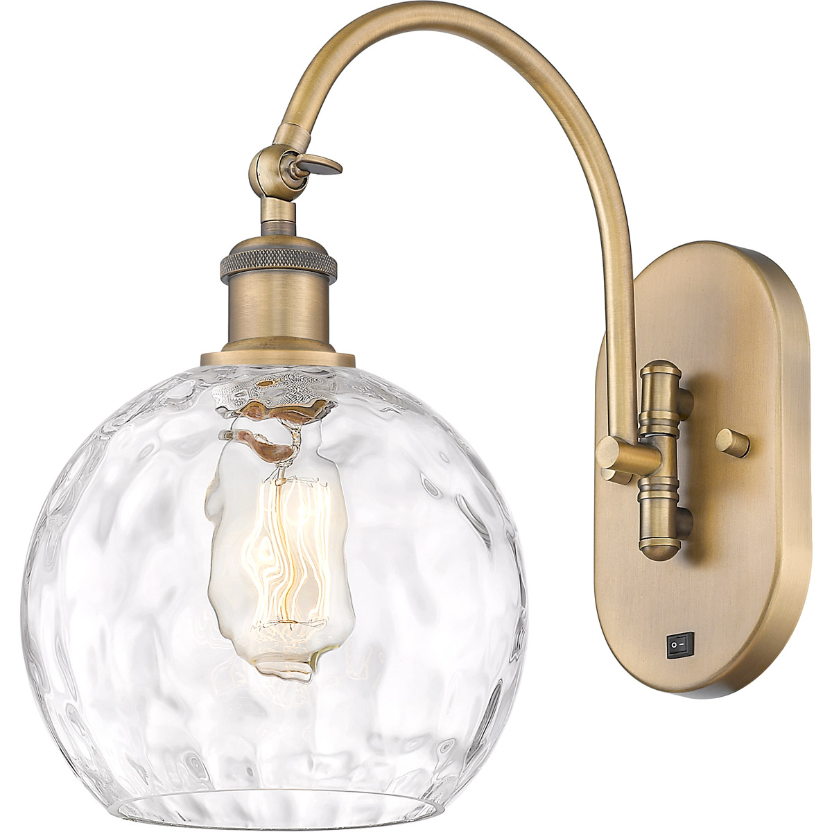 Innovations Lighting 518-1W-BB-G1215-8-LED Ballston Athens Water Glass LED 8 inch Brushed Brass Sconce Wall Light