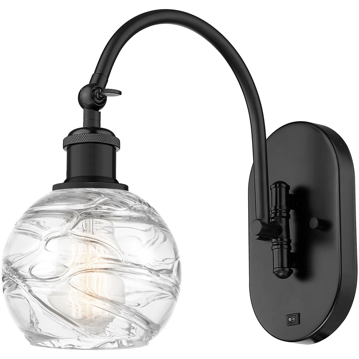 Innovations Lighting 518-1W-BK-G1213-6-LED Ballston Athens Deco Swirl LED 6 inch Matte Black Sconce Wall Light