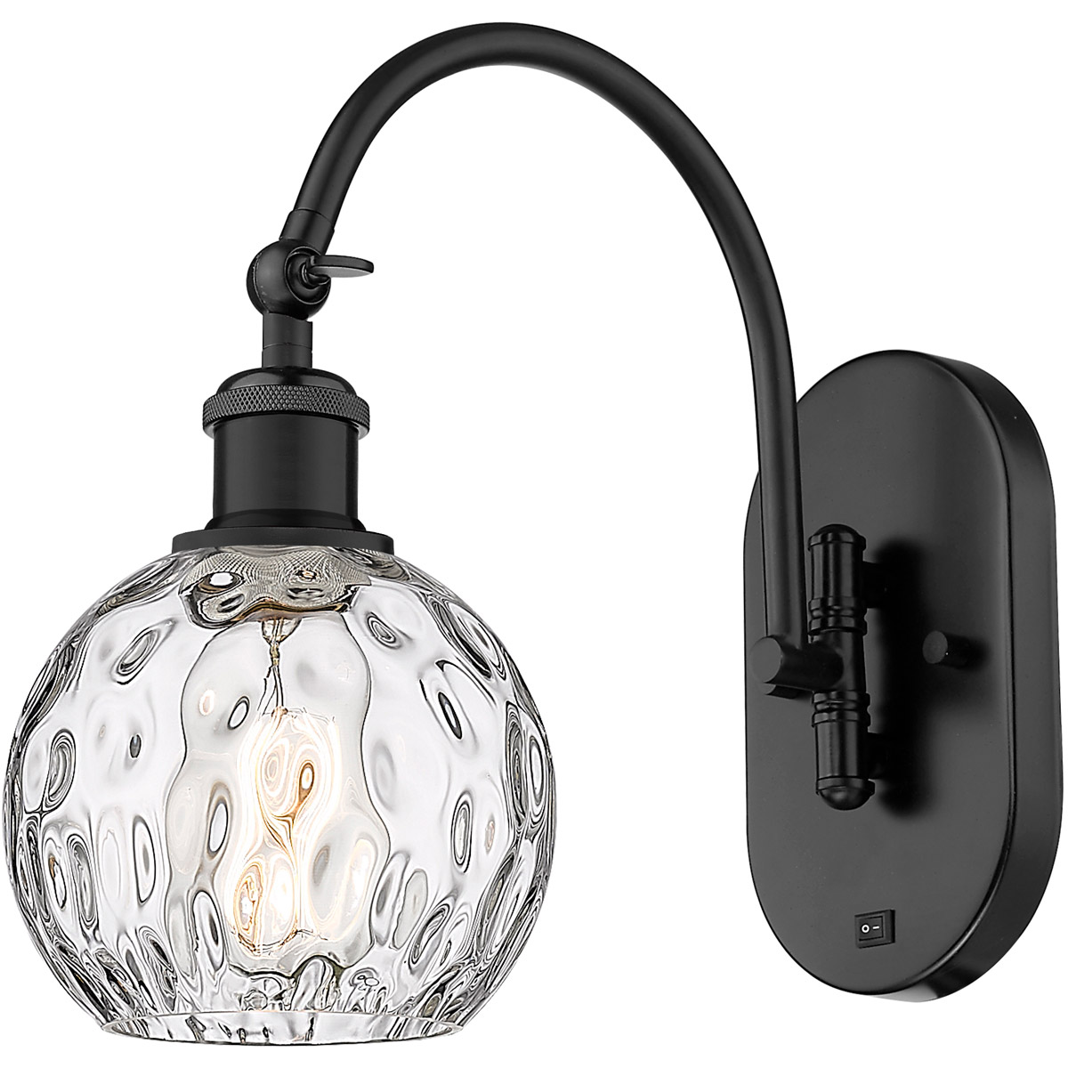 Innovations Lighting 518-1W-BK-G1215-6-LED Ballston Athens Water Glass LED 6 inch Matte Black Sconce Wall Light