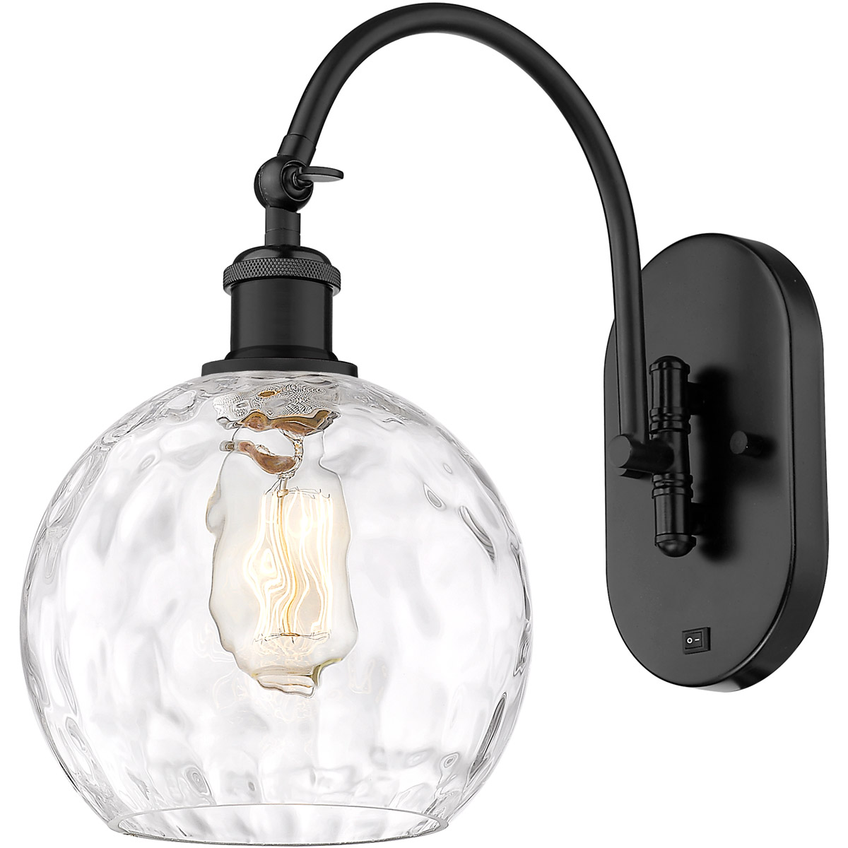 Innovations Lighting 518-1W-BK-G1215-8-LED Ballston Athens Water Glass LED 8 inch Matte Black Sconce Wall Light