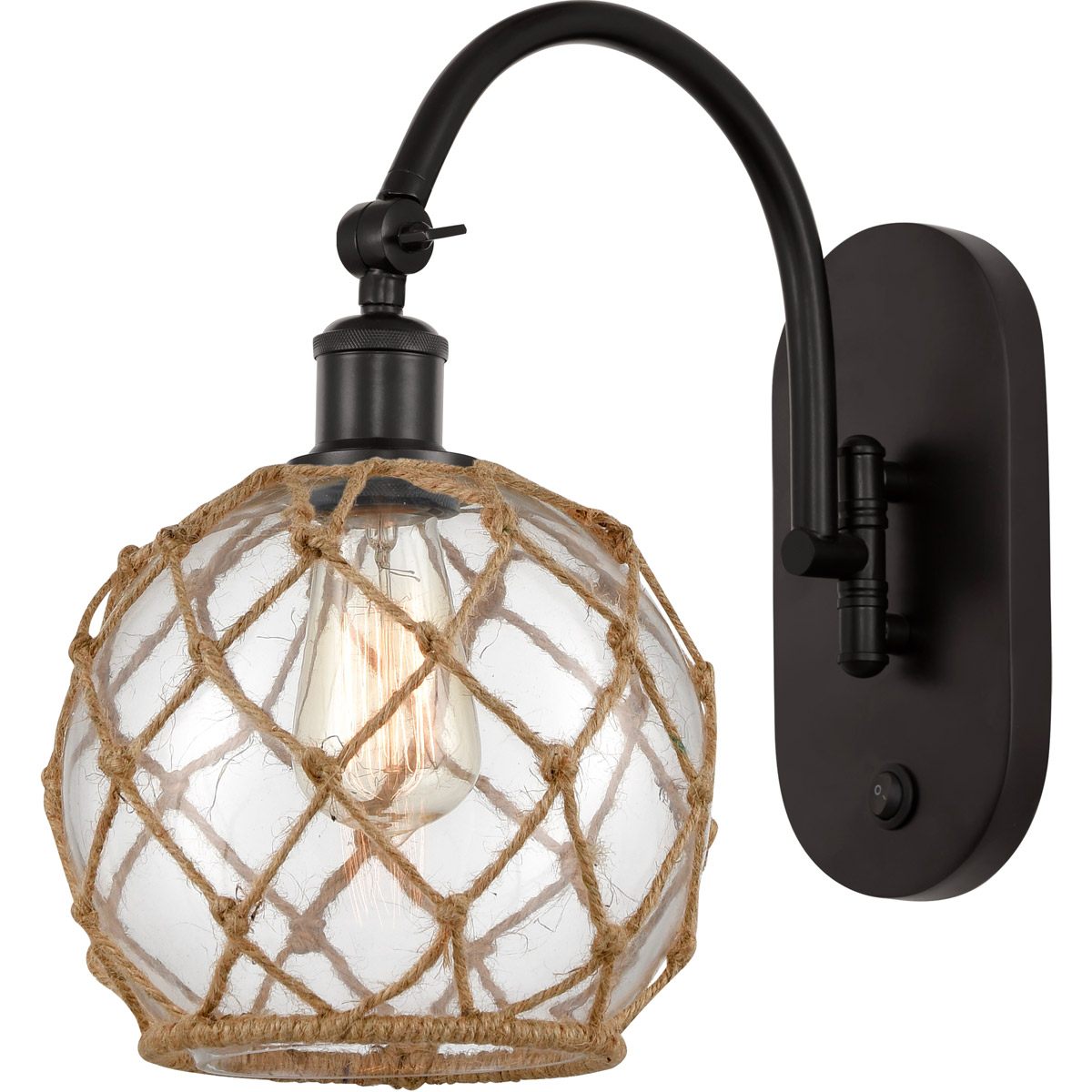 Innovations Lighting 518-1W-OB-G122-8RB-LED Ballston Farmhouse Rope LED 8 inch Oil Rubbed Bronze Sconce Wall Light