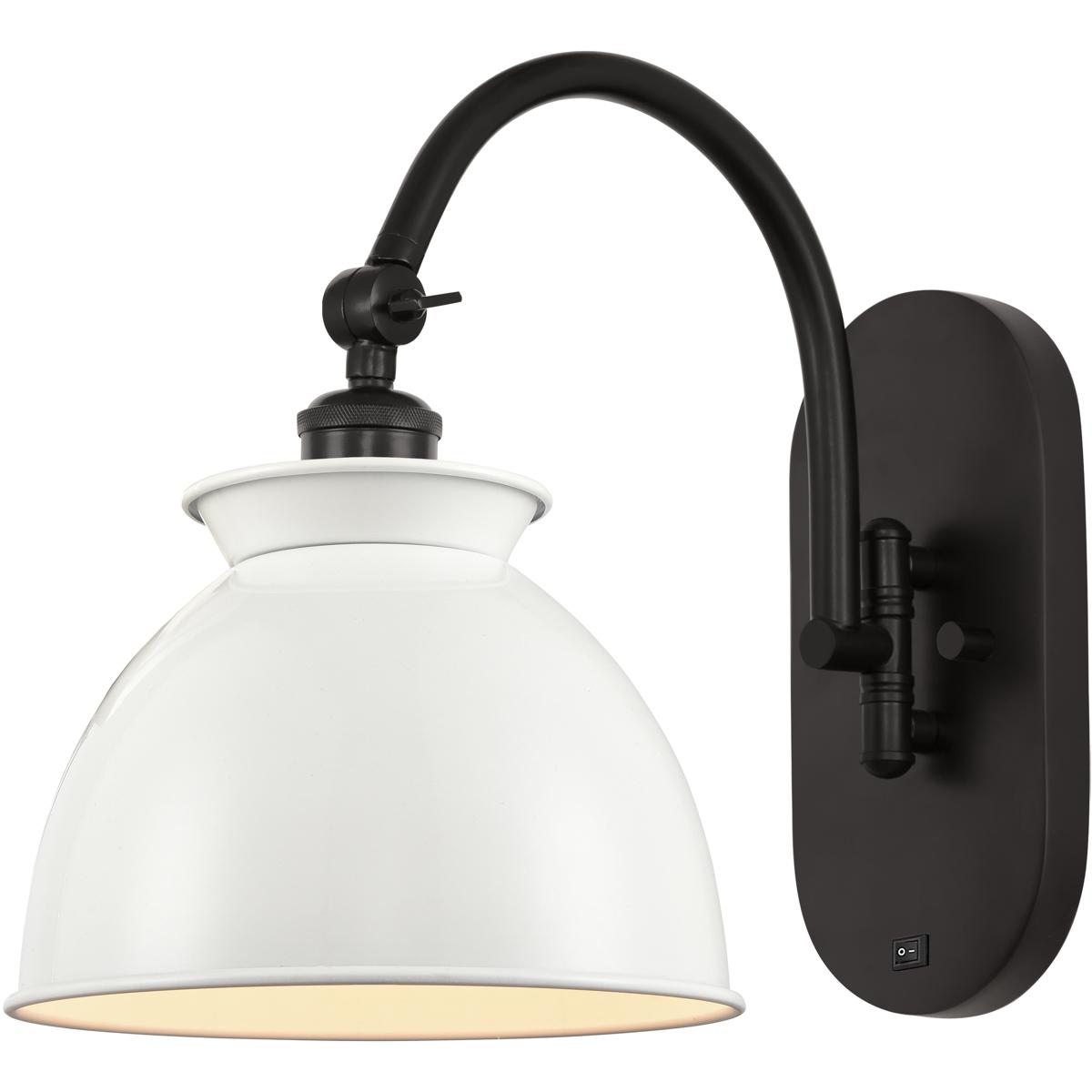 Innovations Lighting 518-1W-OB-M14-W-LED Ballston Adirondack LED 8.13 inch Oil Rubbed Bronze Sconce Wall Light in Glossy White