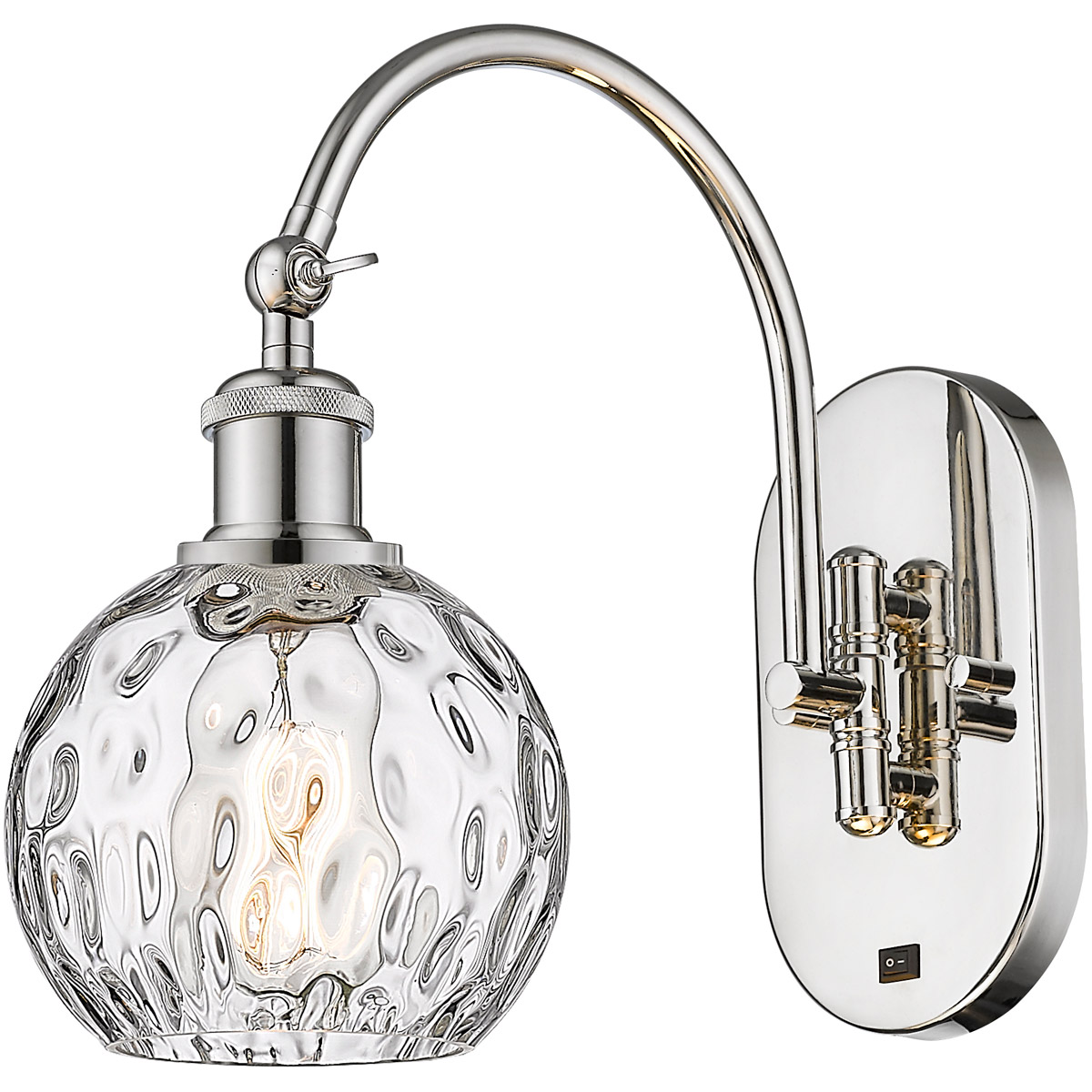Innovations Lighting 518-1W-PN-G1215-6-LED Ballston Athens Water Glass LED 6 inch Polished Nickel Sconce Wall Light