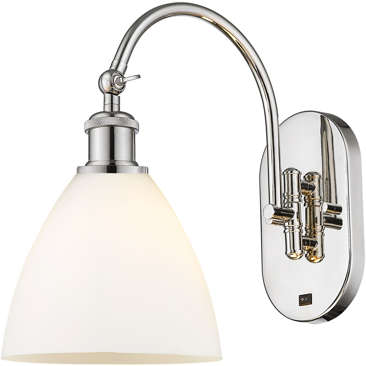 Innovations Lighting 518-1W-PN-GBD-751-LED Ballston Dome LED 8 inch Polished Nickel Sconce Wall Light in Matte White Glass