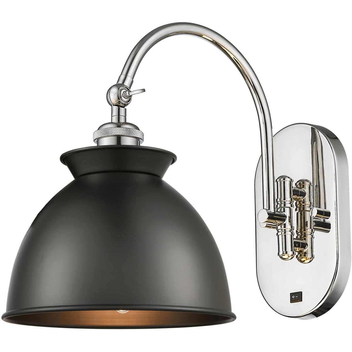 Innovations Lighting 518-1W-PN-M14-BK Ballston Adirondack 1 Light 8 inch Polished Nickel Sconce Wall Light