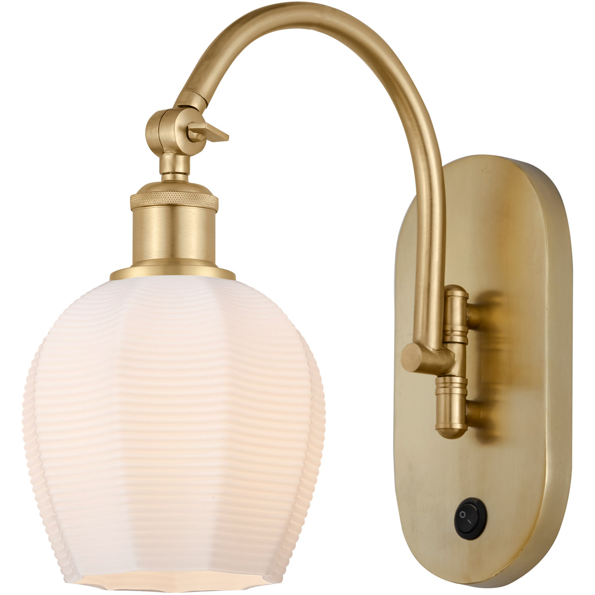 Innovations Lighting 518-1W-SG-G461-6-LED Ballston Norfolk LED 5.75 inch Satin Gold Sconce Wall Light in Matte White Glass