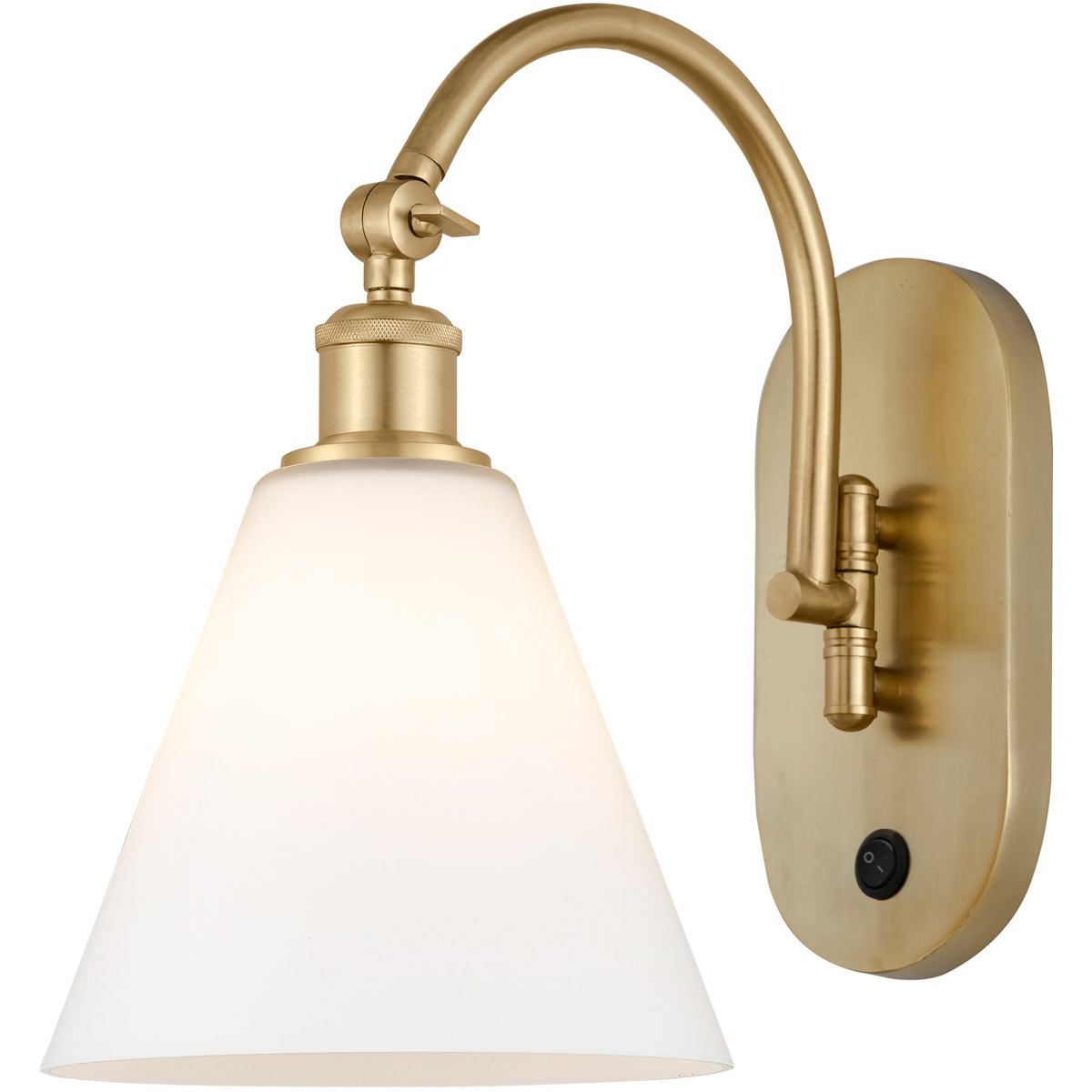 Innovations Lighting 518-1W-SG-GBC-81 Ballston Cone 1 Light 8 inch Satin Gold Sconce Wall Light