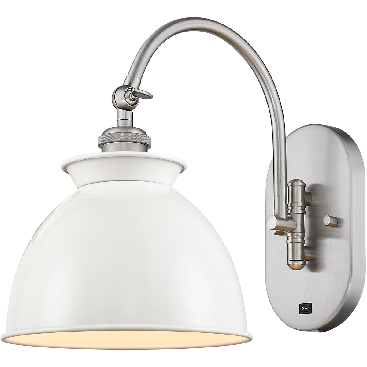 Innovations Lighting 518-1W-AC-M14-W-LED Ballston Adirondack LED 8.13 inch Antique Copper Sconce Wall Light in Glossy White