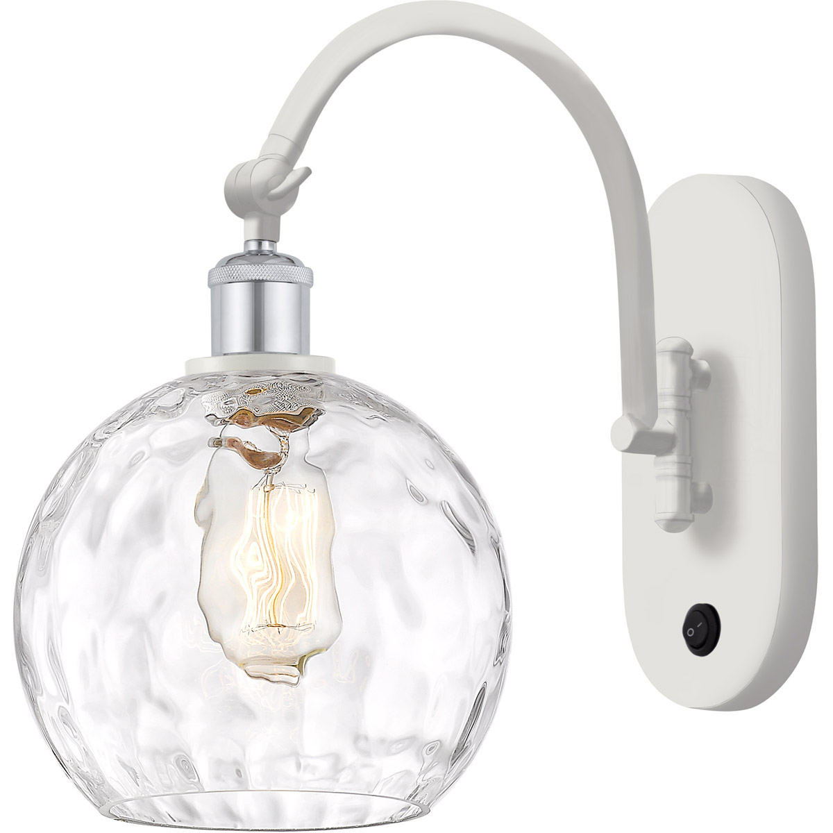 Innovations Lighting 518-1W-WPC-G1215-8-LED Ballston Athens Water Glass LED 8 inch White and Polished Chrome Sconce Wall Light