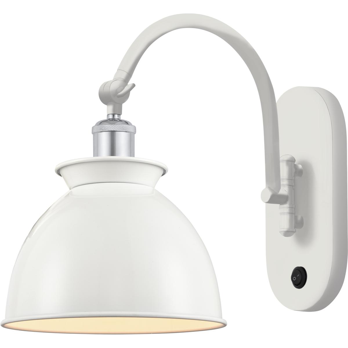 Innovations Lighting 518-1W-WPC-M14-W Ballston Adirondack 1 Light 8 inch White and Polished Chrome Sconce Wall Light