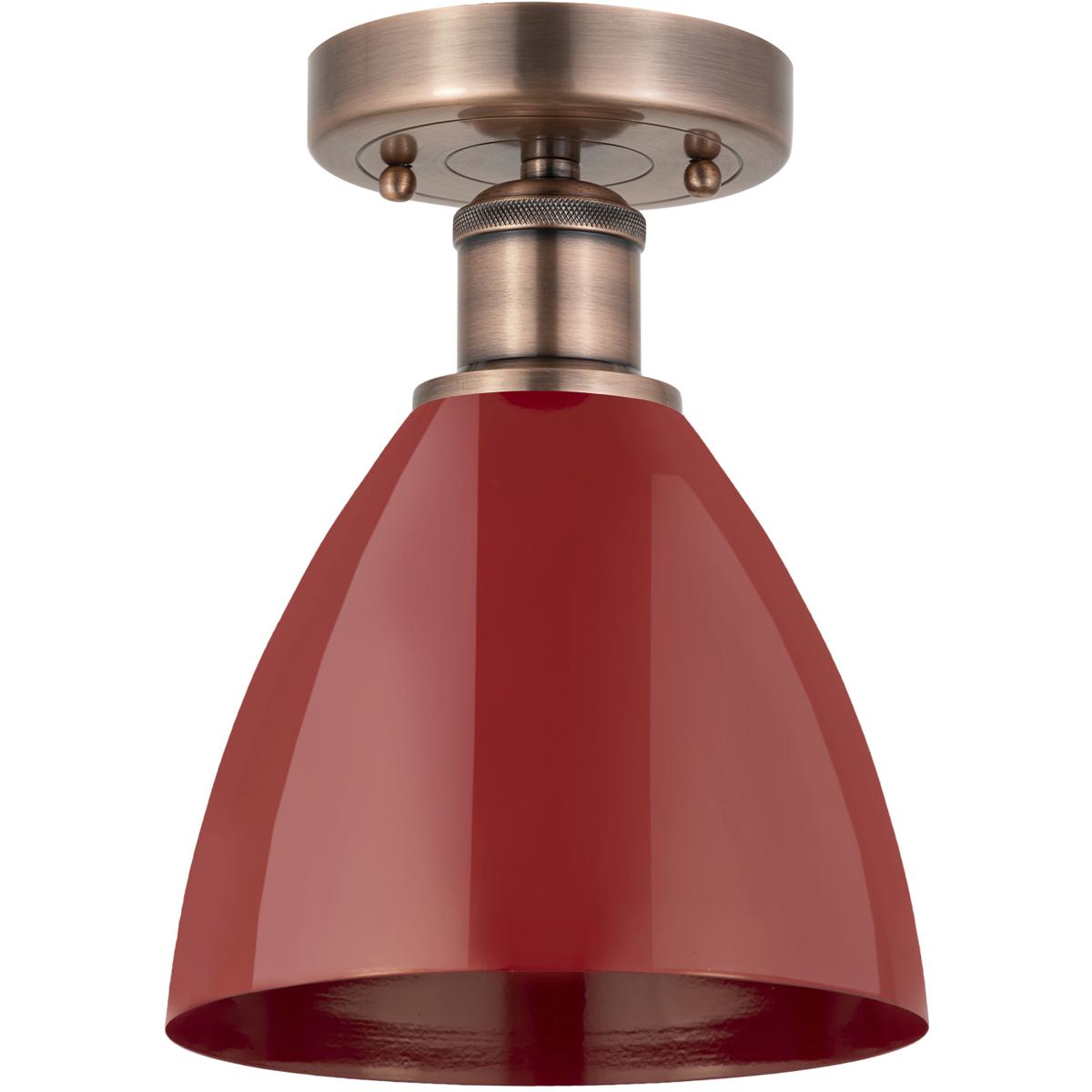 Innovations Lighting 616-1F-AC-MBD-75-RD Plymouth Dome 1 Light 7.5 inch Antique Copper Semi-Flush Mount Ceiling Light