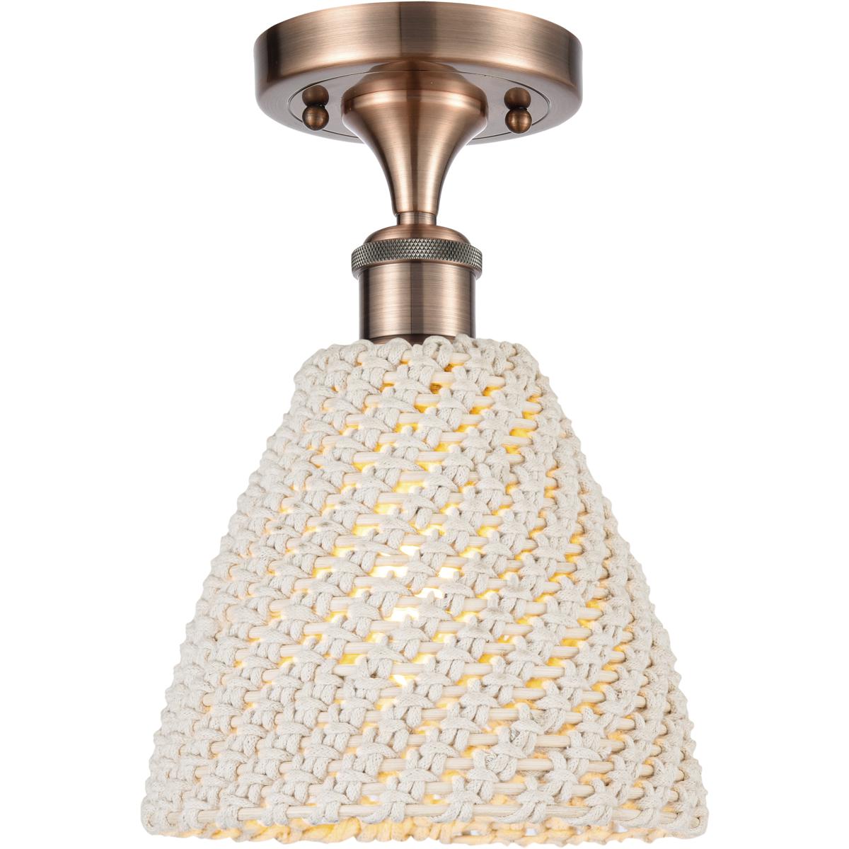 Innovations Lighting 616-1F-AC-NBD-75-NAT Edison Bristol Natural 1 Light 7.5 inch Antique Copper Semi-Flush Mount Ceiling Light