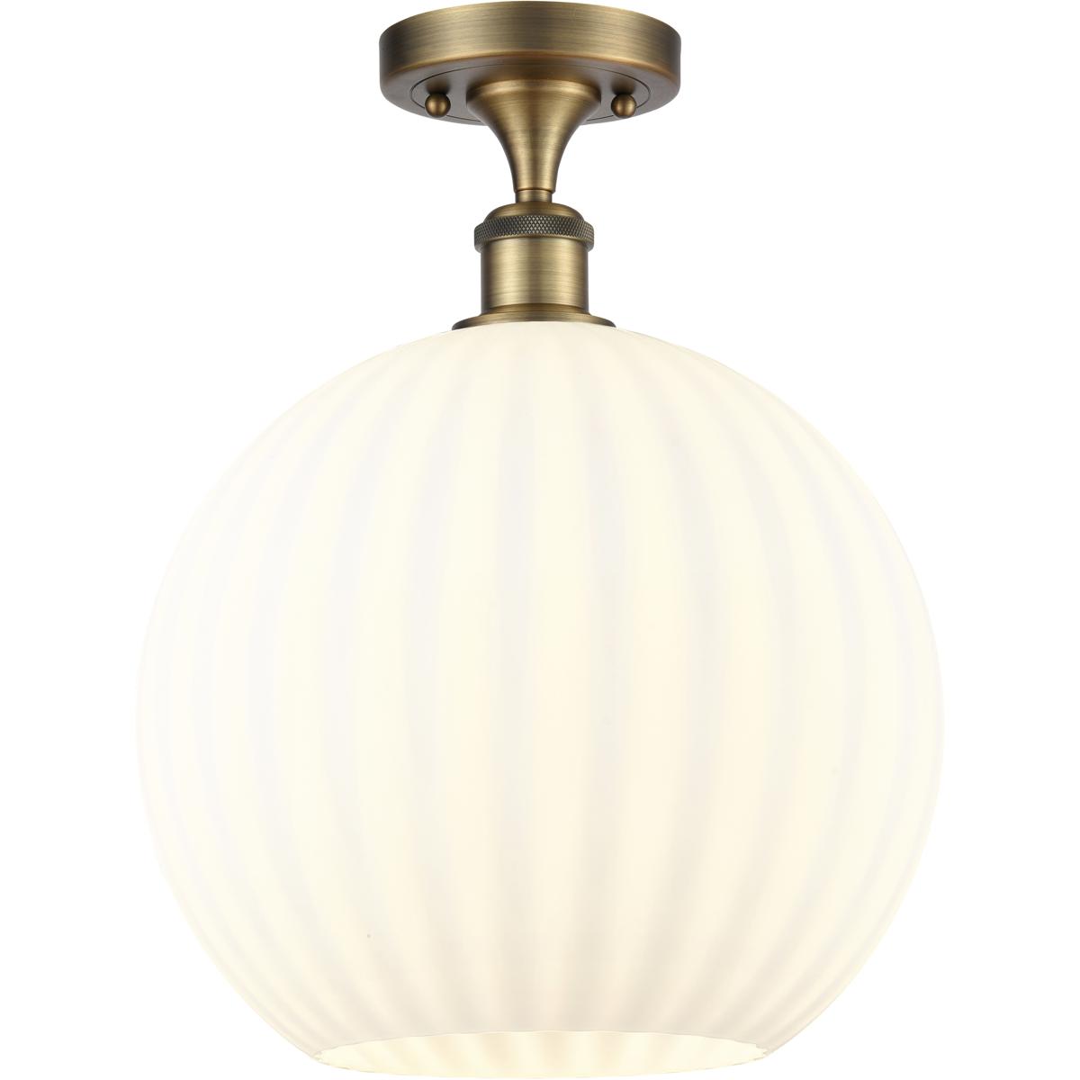 Innovations Lighting 616-1F-BB-G1217-12WV Edison White Venetian 1 Light 12 inch Brushed Brass Semi-Flush Mount Ceiling Light