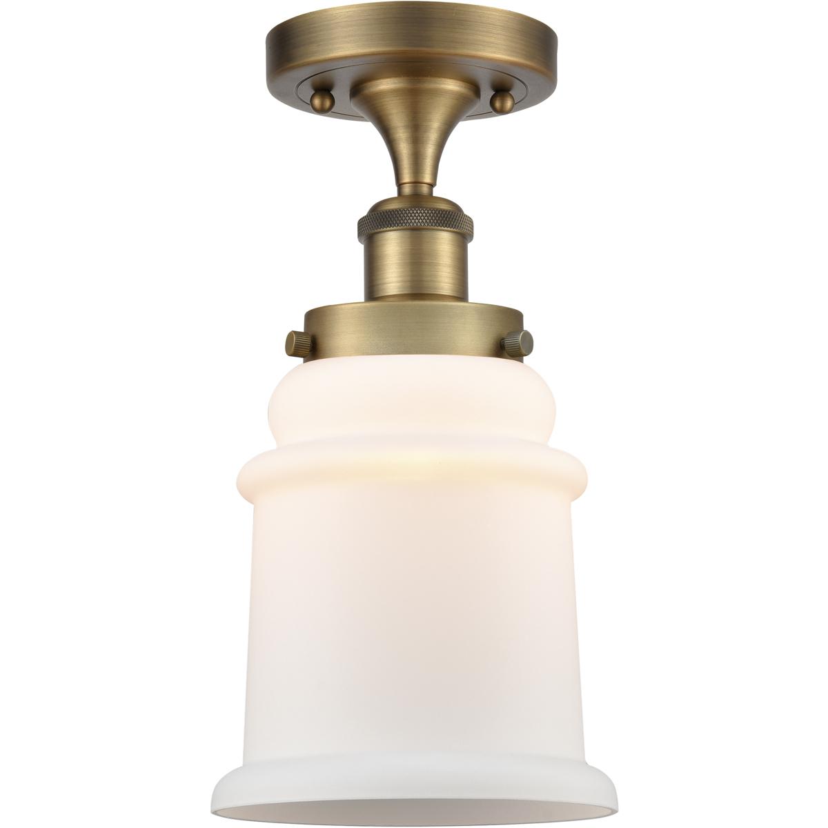 Innovations Lighting 616-1F-BB-G181 Canton 1 Light 6 inch Brushed Brass Semi-Flush Mount Ceiling Light in Matte White Glass, 2.05 lb