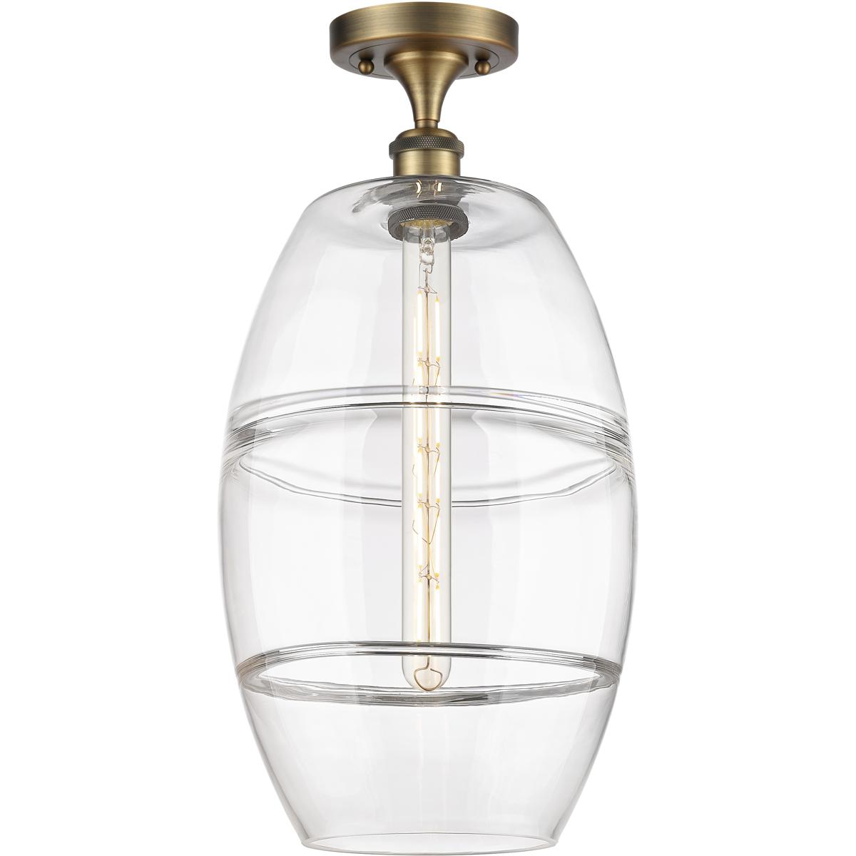Innovations Lighting 616-1F-BB-G557-10CL Edison Vaz 1 Light 10 inch Brushed Brass Semi-Flush Mount Ceiling Light in Clear Glass
